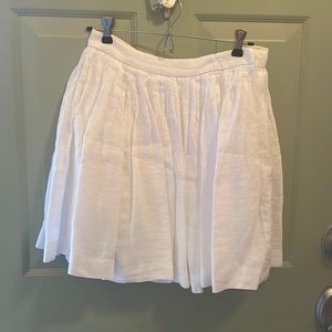 J Crew white linen pleated mini skirt